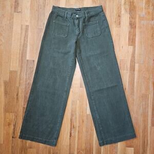 Bareback Womens 29 Green Wide Leg Denim Pants Patch Pocket